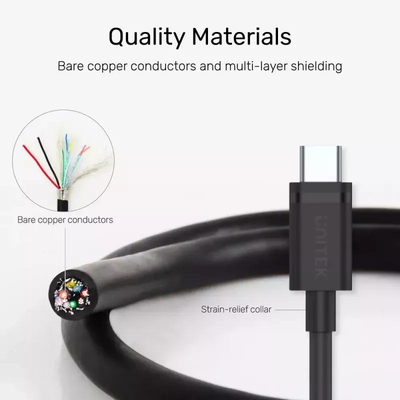 UNITEK USB-kaabel C14103BK-1.5M USB 3.2 Gen 1 USB A USB C Must 1,5 m