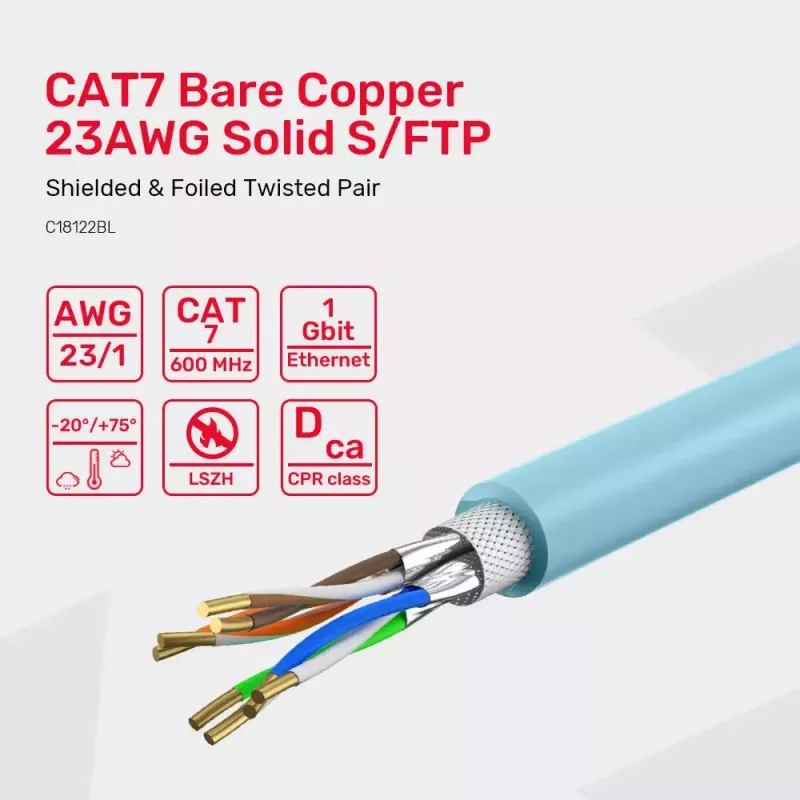 Võrgukaabel UNITEK C18122BL RJ45 Cat7 305m Sinine