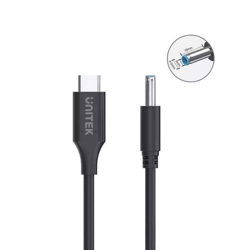 Toitekaabel UNITEK C14117BK-1.8M USB C DC 1,8m 20V 3,25A