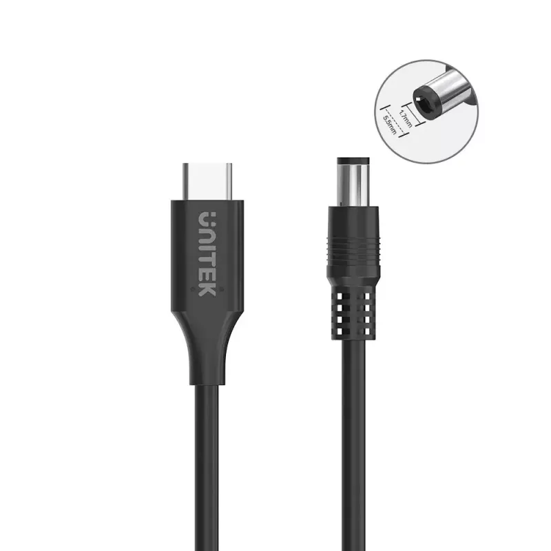 Toitekaabel UNITEK C14119BK-1.8M 1,8 m USB-C DC 20V 3.25A