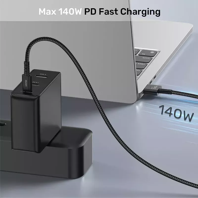 Toitekaabel UNITEK C14121BK-1M Must MagSafe 3 USB C 1m 28V 5A