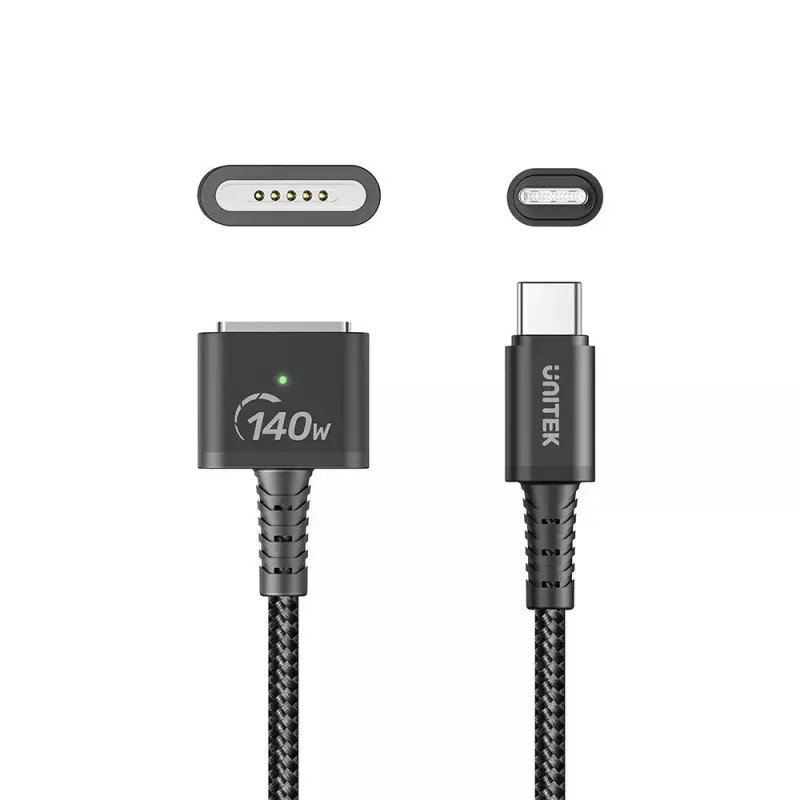 Toitekaabel UNITEK C14121BK-1M Must MagSafe 3 USB C 1m 28V 5A