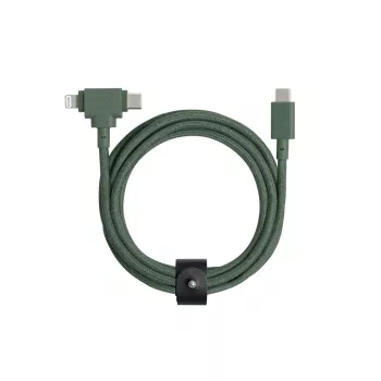 USB-C to USB-C / Lightning kaabel Native Union Belt kaabel Duo, 1.5 m, Roheline