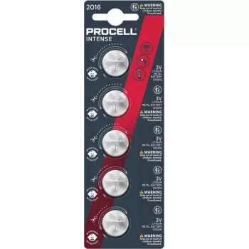 Nööpelement Duracell Procell CR2016 — liitium, 3V, 5 tk pakendis