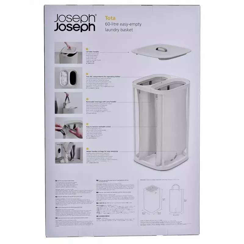 Pesukorv Joseph Joseph Tota 60L Ecru – 60-liitrine maht, ventileeritav kõrge korv