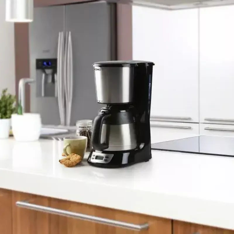 Tilgakohvimasin Domo DO709K — poolautomaatne, 1 L veepaak, 8-tassine kann, LCD, roostevaba teras/must