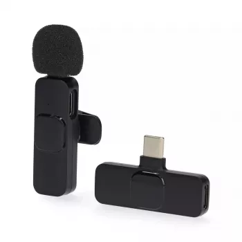 Juhtmevaba laetav USB-C lavaljeermikrofon Nedis MICW110BK