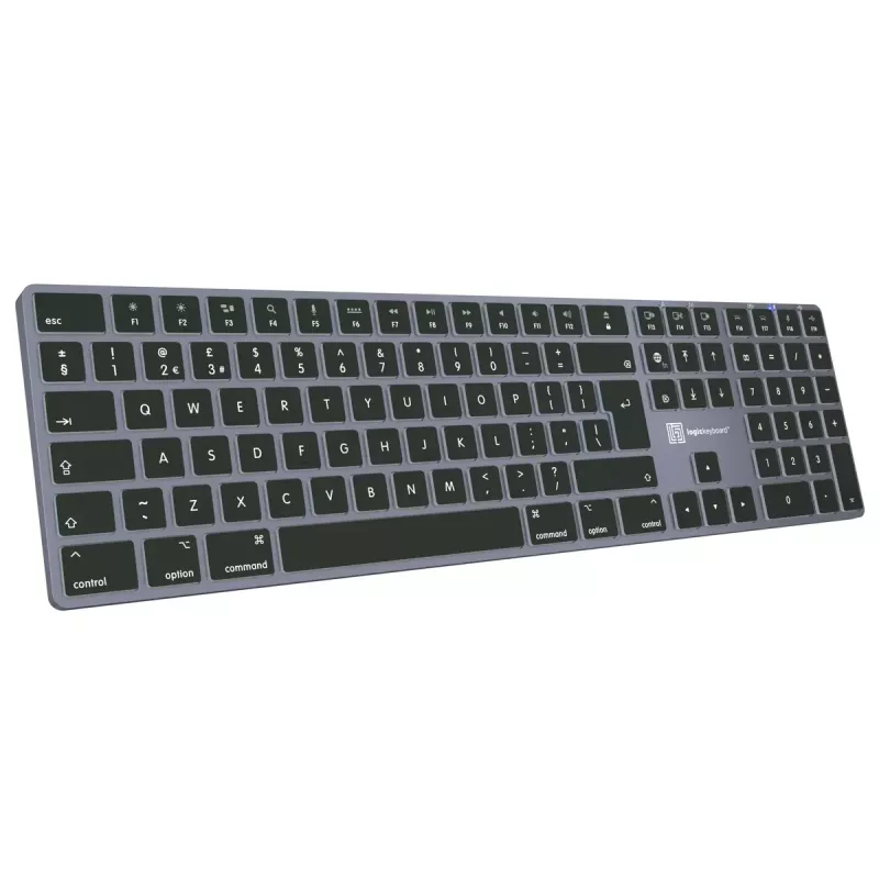 Klaviatuur LogicKeyboard SKB-TM-UK täissuuruses USB + Bluetooth, QWERTY UK inglise, titaan