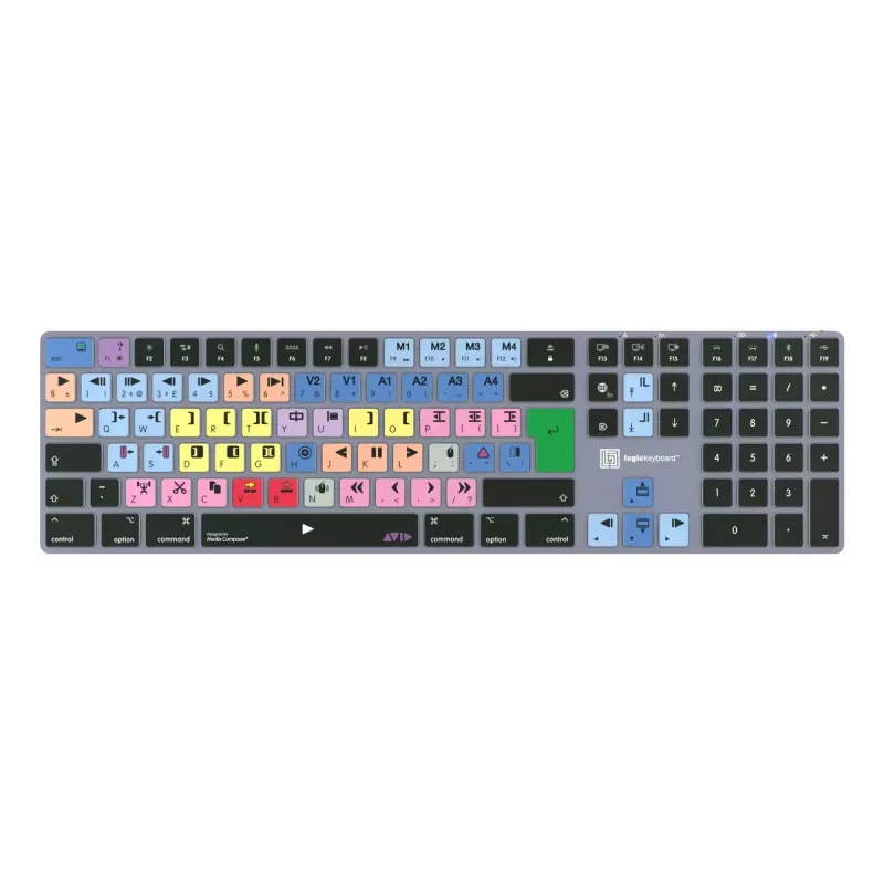 Täissuuruses Bluetooth-klaviatuur LogicKeyboard LKB-MCOM4-TM — QWERTY saksa paigutus, 109 klahvi, hall titaan