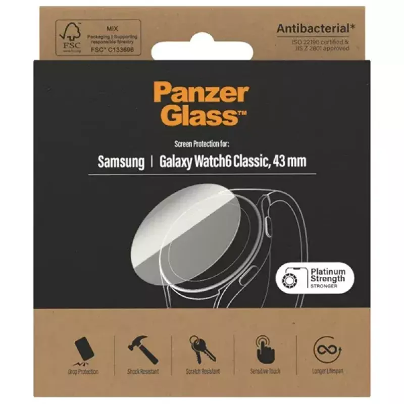 PanzerGlass ekraanikaitse Samsung Galaxy Watch6 43mm AB jaoks – karastatud klaas, mudel 3685