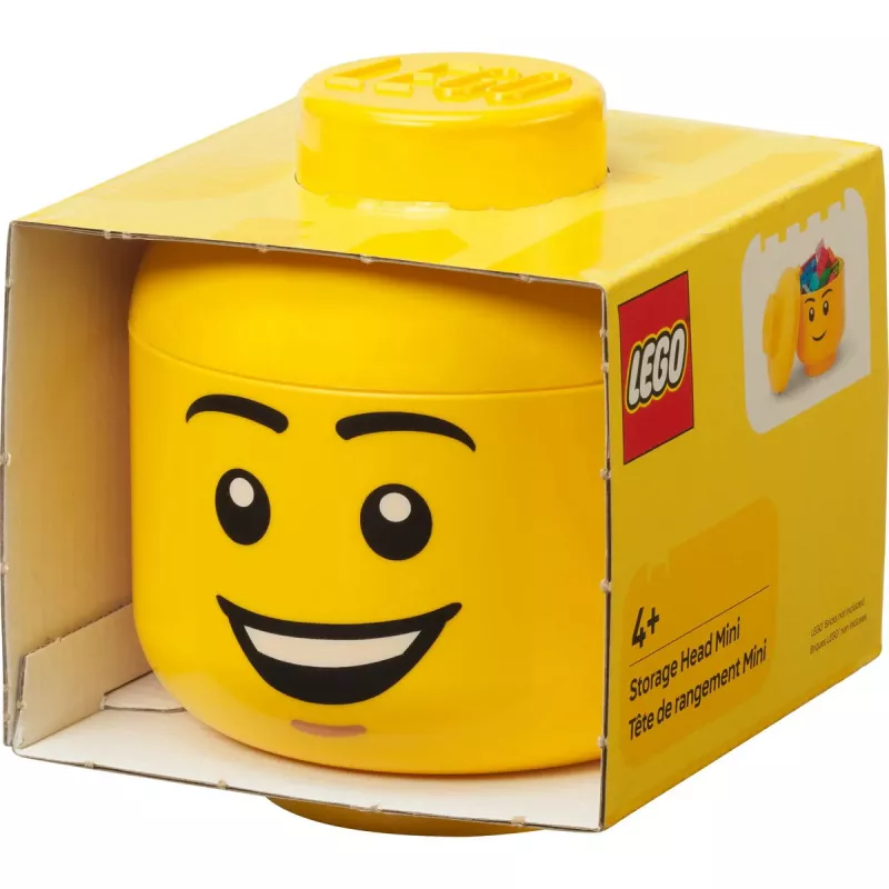 Hoiustamispea LEGO® “Rõõmus poiss” mini, room copenhagen — kollane, dekoratiivne hoiustamiskonteiner