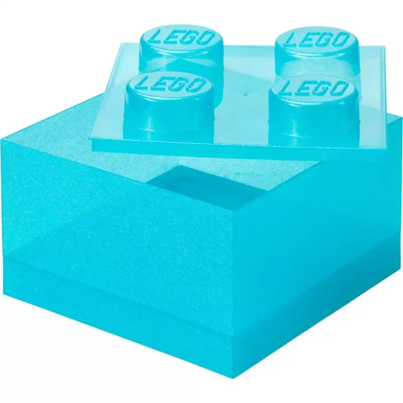 Hoiuklots 4 pealmise kaanega Glitter, room copenhagen — helesinine/läbipaistev LEGO-stiilis hoiukarp