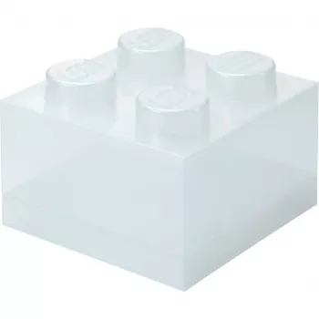 Säilituskivi 4 pealiskattega sädelev (läbipaistev), room copenhagen — LEGO-ga ühilduv hoiukarp, 4 nupuga, läbipaistev sädelev