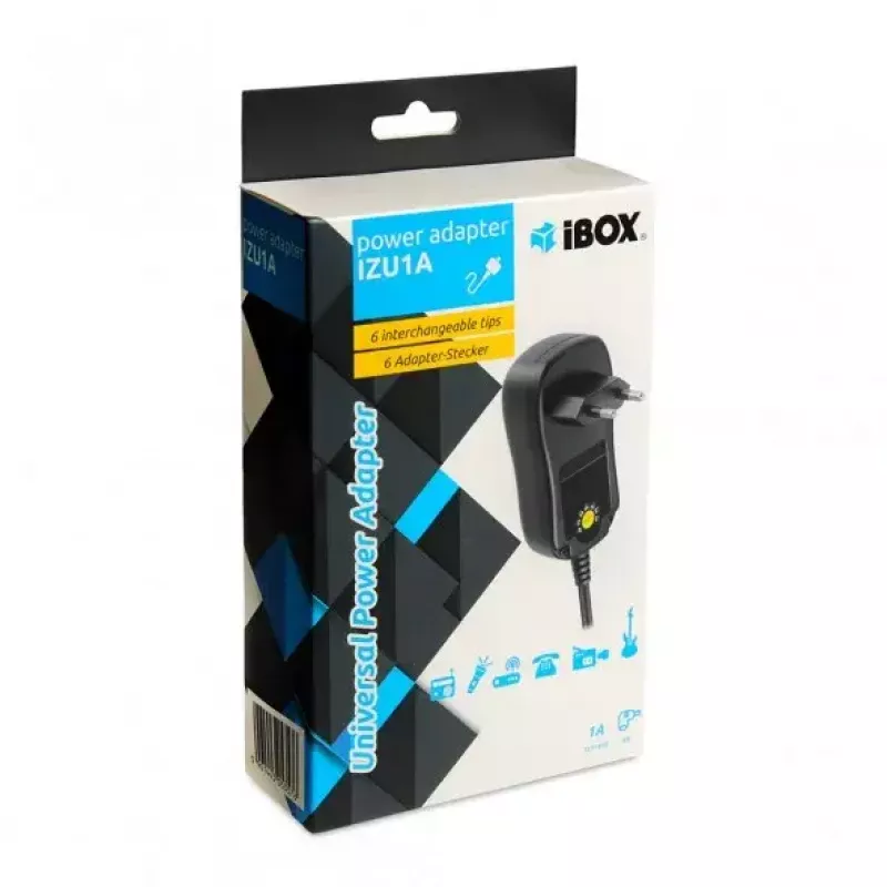 Toiteadapter IBOX IZU1A siseruumidesse 100–240 V must, 75×35×43 mm