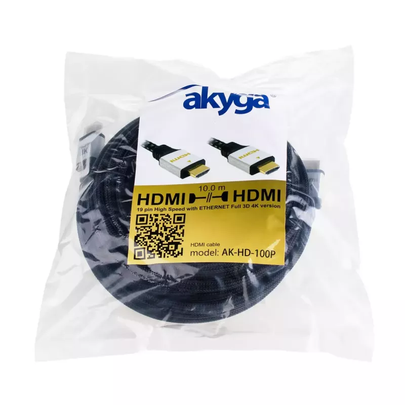 Akyga AK-HD-100P HDMI 2.0 kaabel, punutud, PRO seeria, 10 m, must