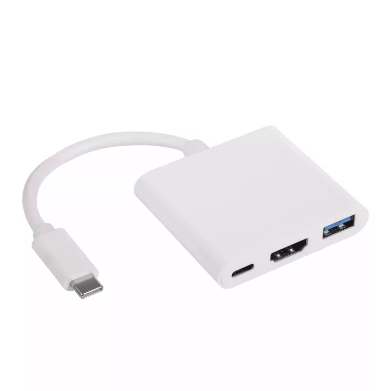 USB-jaotur Akyga AK-AD-57, USB 2.0 USB-C host, HDMI-port, 500 Mbit/s, valge, 80×80×15 mm