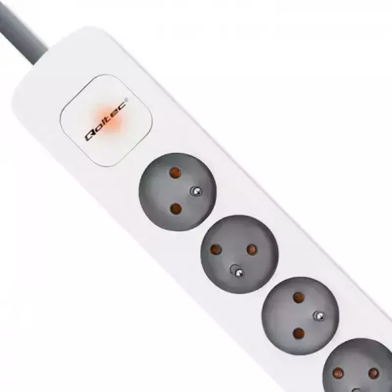 Pikendusjuhe Qoltec 50297 1,8 m 6 vahelduvvoolu pistikupesa siseruumidesse hall valge