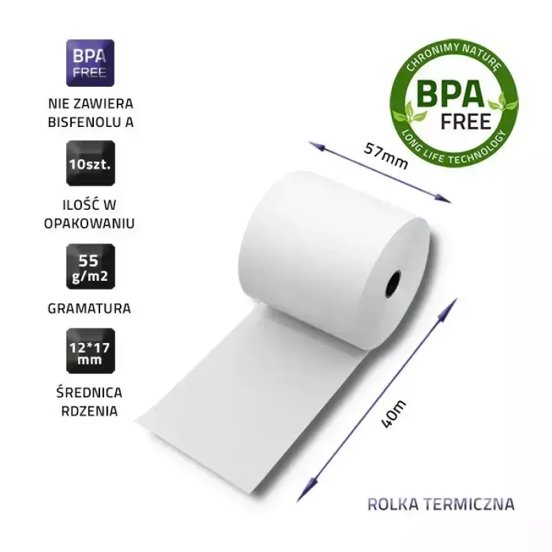 Termorull QOLTEC 57 x 40 mm 55 g/m² BPA-vaba — QOLTEC 51897