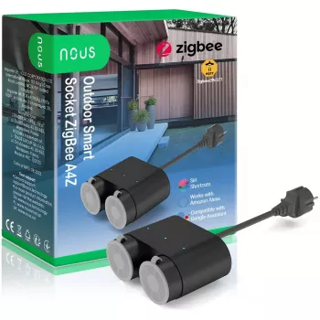 Nutikas välipistik Nous A4Z — 2 pesaga ZigBee, IP44, kuni 3680 W