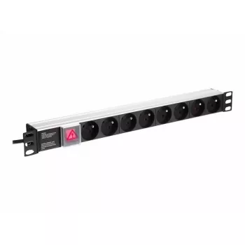 Toitejaotusseade NETRACK 125-19-02, 19-tolline 1U, 230V 16A, 8 pistikupesa, alumiinium