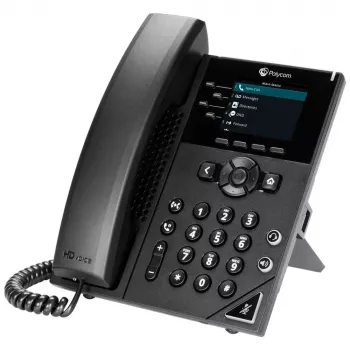 IP-telefon Poly 250 must, 4 liini, LCD, 2200-48820-025