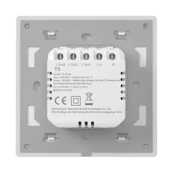Seinale paigaldatav Sonoff nutikas WiFi-puutelüliti TX T5 2C 2-kanaliga, puutepaneelid kahe vooluringi jaoks