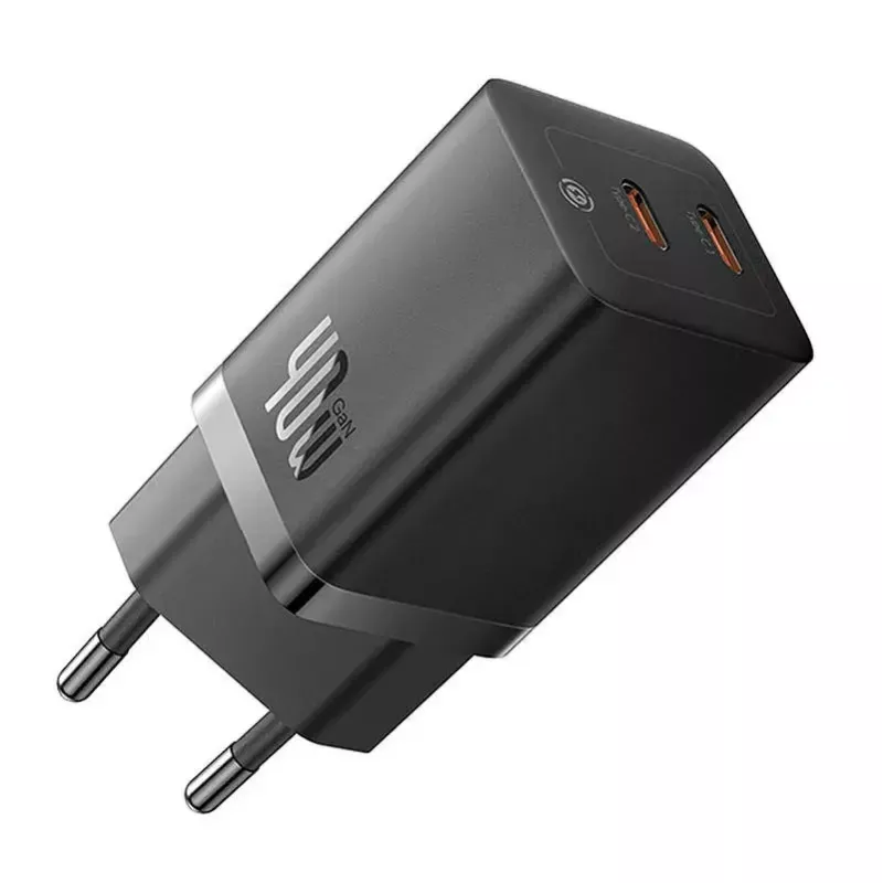 Baseus seinilaadur GaN5 40W, 2x USB C (must)