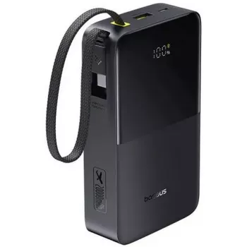 Akupank Baseus EnerFill Bipow2 Pro — 20000 mAh, PD 3.0 ja QC 3.0, 22.5 W, 1×USB-A + 1×USB-C, must, kuni 3 seadet