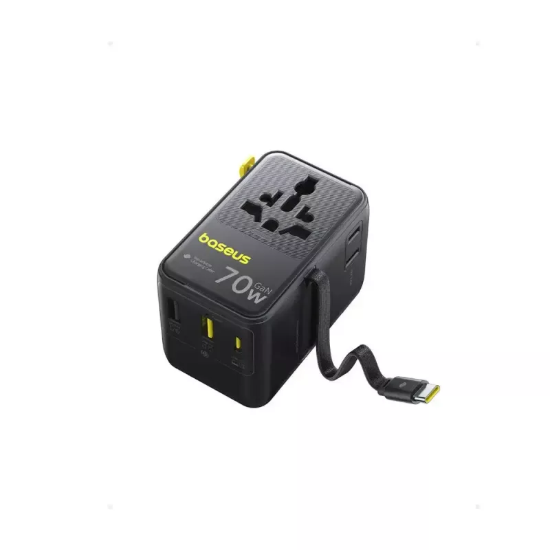 Laadija Baseus EnerCore CG11 — siseruumides kasutatav vahelduvvoolu kiirlaadija, 2x USB‑C, 1 m kaabel, must