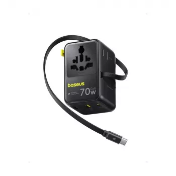 Laadija Baseus EnerCore CG11 — siseruumides kasutatav vahelduvvoolu kiirlaadija, 2x USB‑C, 1 m kaabel, must
