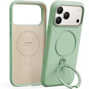 Kaitsev telefoniümbris Torras Spin Softune Series iPhone 17 Pro jaoks, roheline