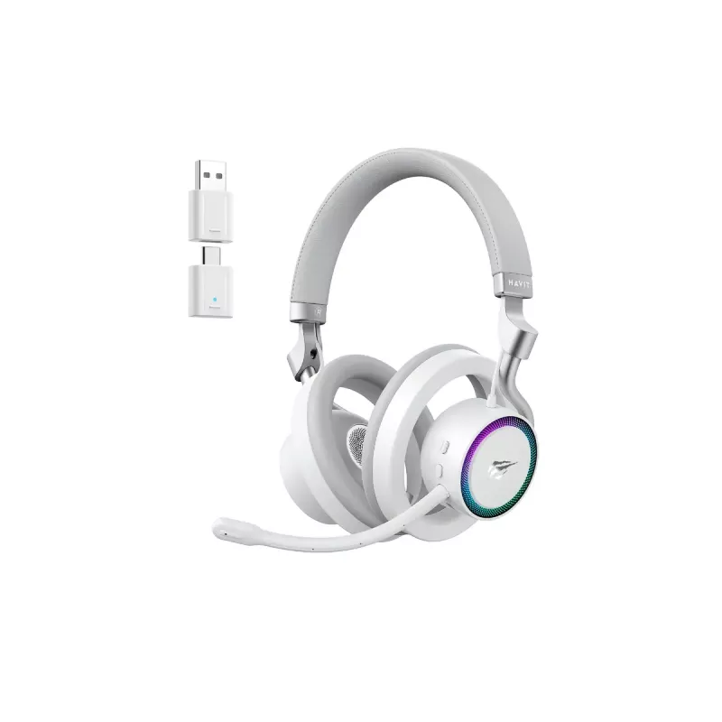 Kõrvaklapid HAVIT Fuxi-H8 — juhtmevabad ja juhtmega, Bluetooth, 20–20000 Hz, 10 m ulatus, 300 g, valge