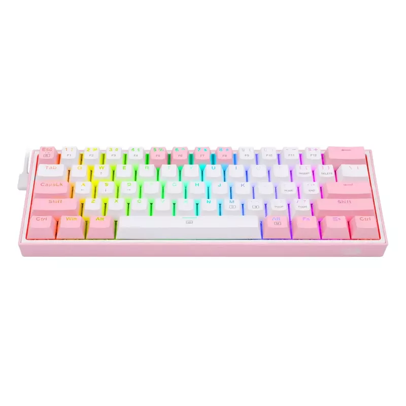 Mehaaniline klaviatuur REDRAGON K617-Fizz RGB — juhtmega USB, roosa/valge, 1,5 m kaabel