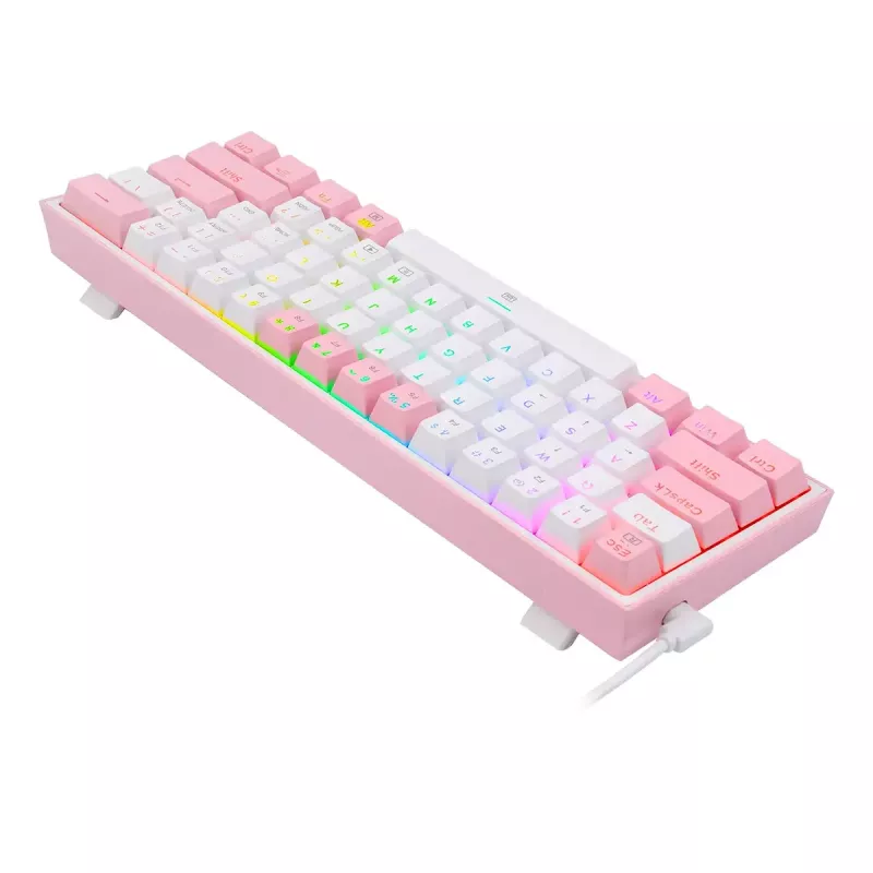 Mehaaniline klaviatuur REDRAGON K617-Fizz RGB — juhtmega USB, roosa/valge, 1,5 m kaabel