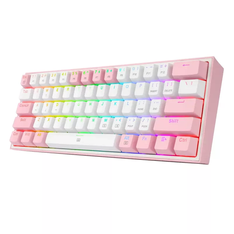 Mehaaniline klaviatuur REDRAGON K617-Fizz RGB — juhtmega USB, roosa/valge, 1,5 m kaabel