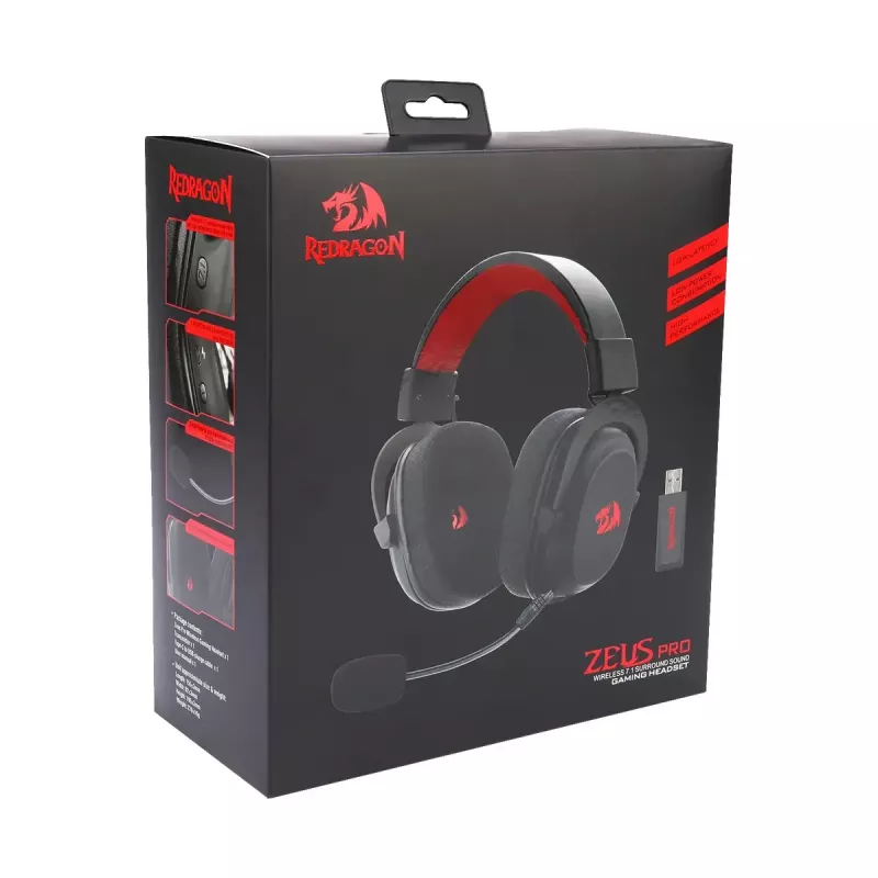 Juhtmega Bluetooth kõrvaklapid REDRAGON H510 Zeus Pro RGB — 20–20000 Hz, 1,8 m kaabel, Must