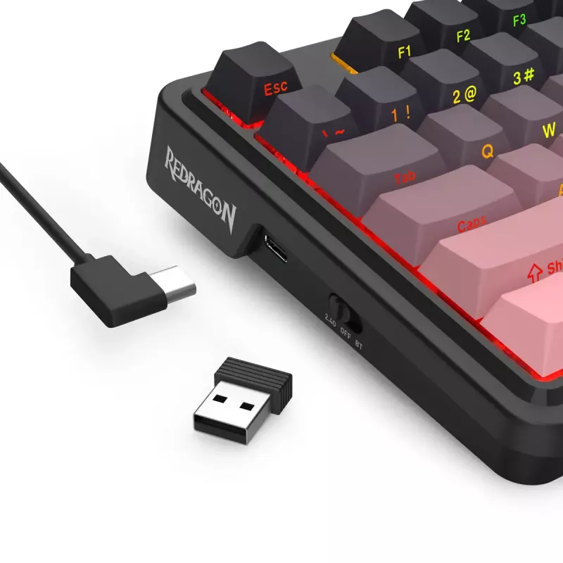 Mehaaniline klaviatuur REDRAGON Antonium Pro K728SP-RGB-PRO — USB, RF juhtmevaba, Bluetooth, must/roosa