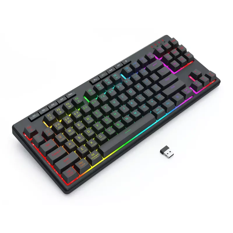 REDRAGON K516RGB-PRO SHIVA PRO 87 klaviatuur USB RF Juhtmevaba Bluetooth Must
