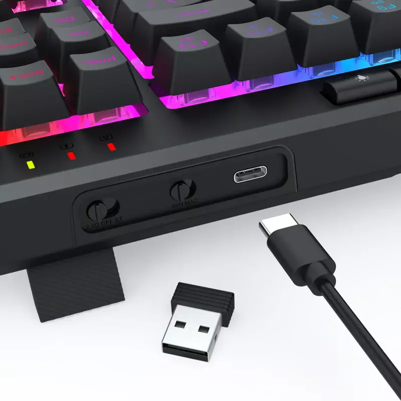 REDRAGON K516RGB-PRO SHIVA PRO 87 klaviatuur USB RF Juhtmevaba Bluetooth Must