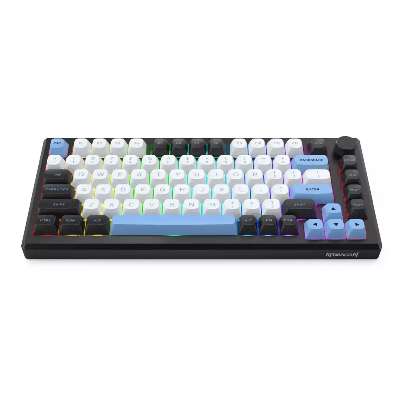 Klaviatuur REDRAGON K732WLB-RGB-PRO URANUS PRO — 65% mehaaniline, USB + RF juhtmevaba + Bluetooth, QWERTY, inglise paigutus, 1,5 m kaabel, must/valge