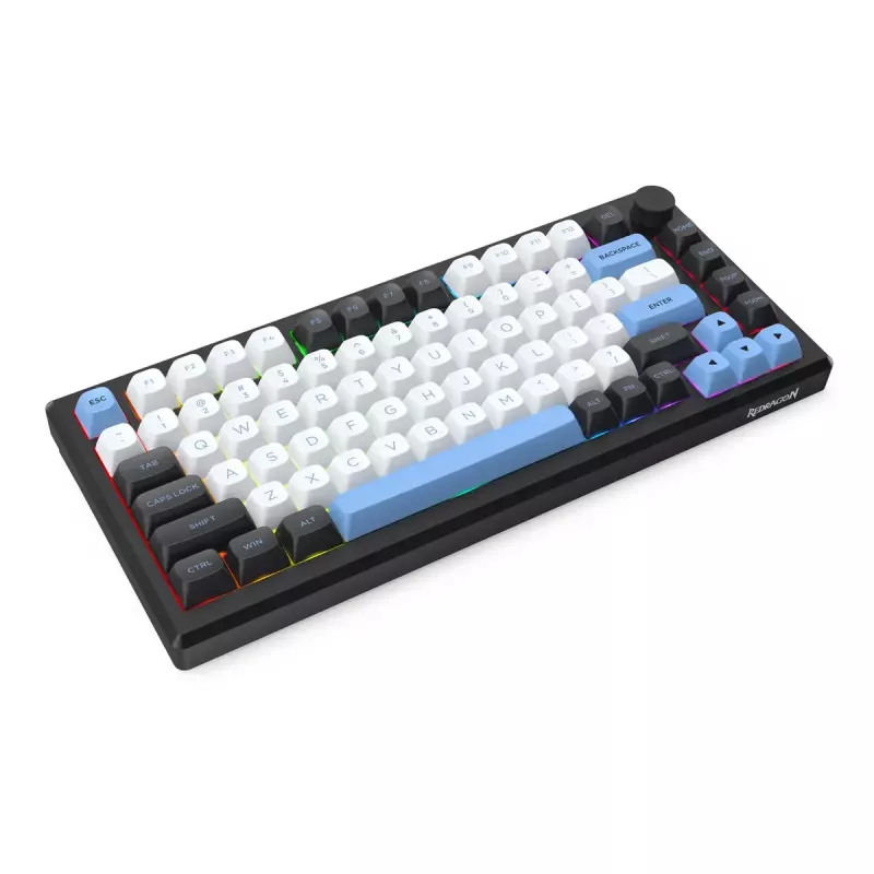 Klaviatuur REDRAGON K732WLB-RGB-PRO URANUS PRO — 65% mehaaniline, USB + RF juhtmevaba + Bluetooth, QWERTY, inglise paigutus, 1,5 m kaabel, must/valge