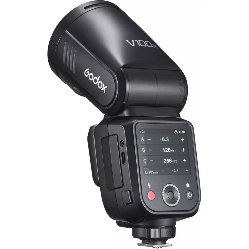 Flash Godox V100-F Fujifilmi jaoks — kaasaskantav liitiumioontoitel kaameravälk