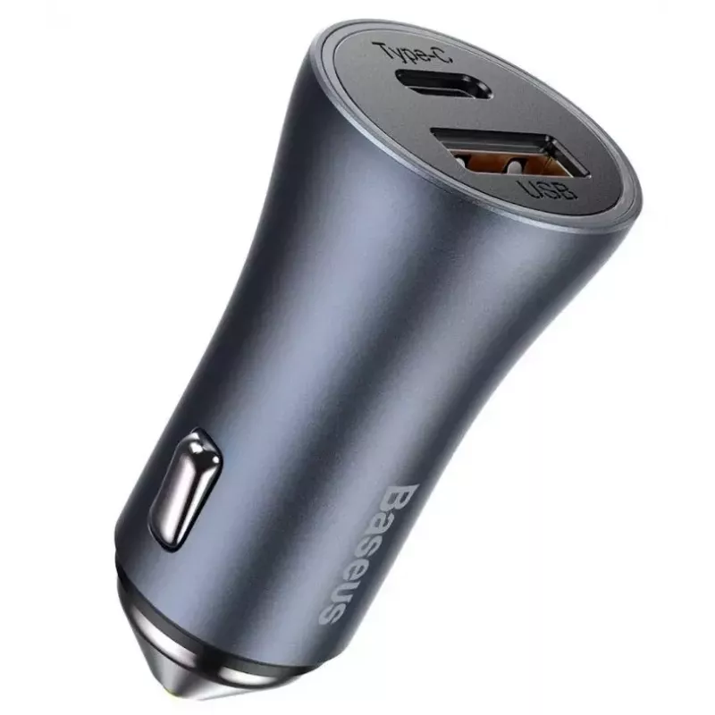 Auto laadija Baseus TZCCJD-0G 40W tumedalt hall — USB sõiduki toiteadapter, 40W väljund