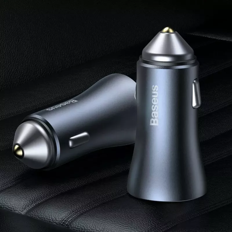 Auto laadija Baseus TZCCJD-0G 40W tumedalt hall — USB sõiduki toiteadapter, 40W väljund