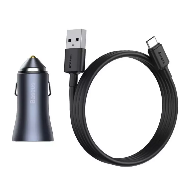 Auto laadija Baseus TZCCJD-0G 40W tumedalt hall — USB sõiduki toiteadapter, 40W väljund
