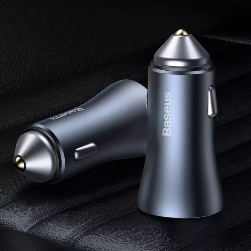 Auto laadija Baseus TZCCJD-0G 40W tumedalt hall — USB sõiduki toiteadapter, 40W väljund