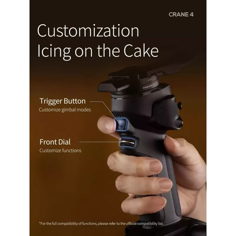 Gimbal Zhiyun Crane 4 3-teljeline stabilisaator kuni 10-tunnise akukestvusega