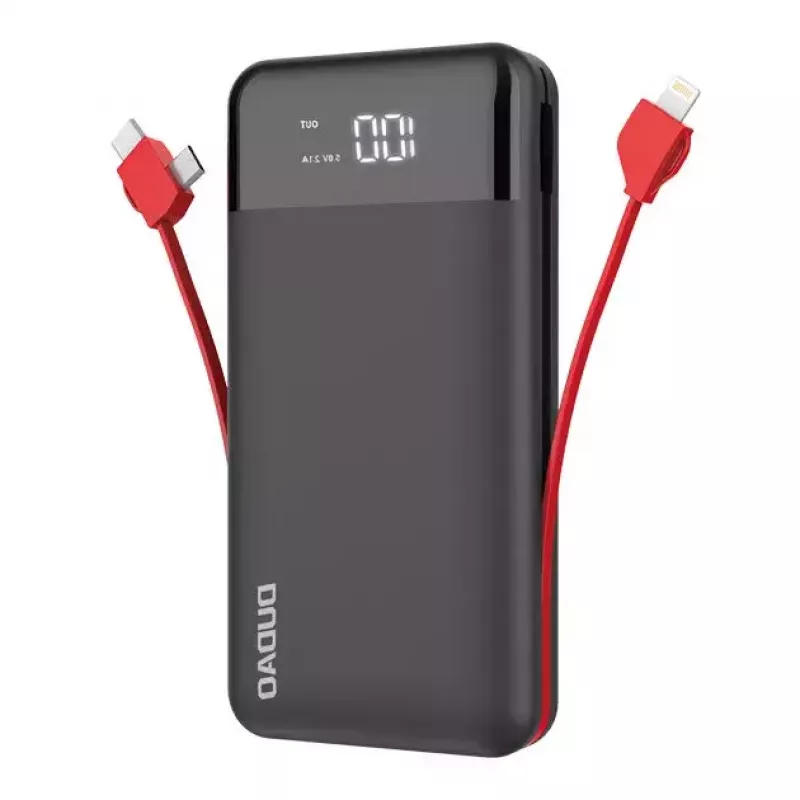 Akupank Dudao K1Pro 20000mAh 15W 4 integreeritud kaabliga, must