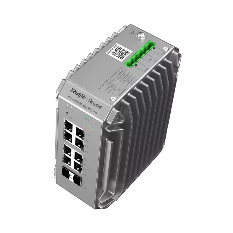 Hallatav L2 võrgukommutaator Ruijie RG-NIS3100-8GT2SFP-HP — 8× Gigabit RJ-45, 2× SFP, PoE, 12–56 V DC, 20 Gbit/s, 8000 MAC, Hall