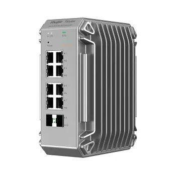 Hallatav L2 võrgukommutaator Ruijie RG-NIS3100-8GT2SFP-HP — 8× Gigabit RJ-45, 2× SFP, PoE, 12–56 V DC, 20 Gbit/s, 8000 MAC, Hall